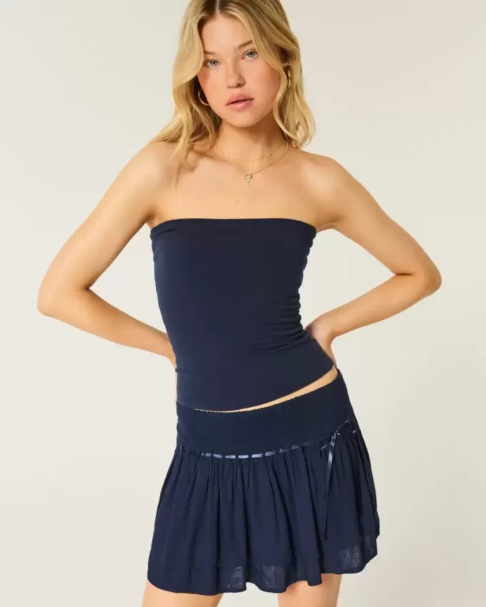 Mini gonna-pantalone a balze arricciate