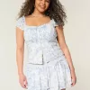 Mini gonna-pantalone a balze arricciate