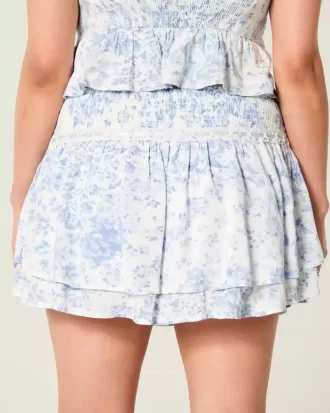 Mini gonna-pantalone a balze arricciate