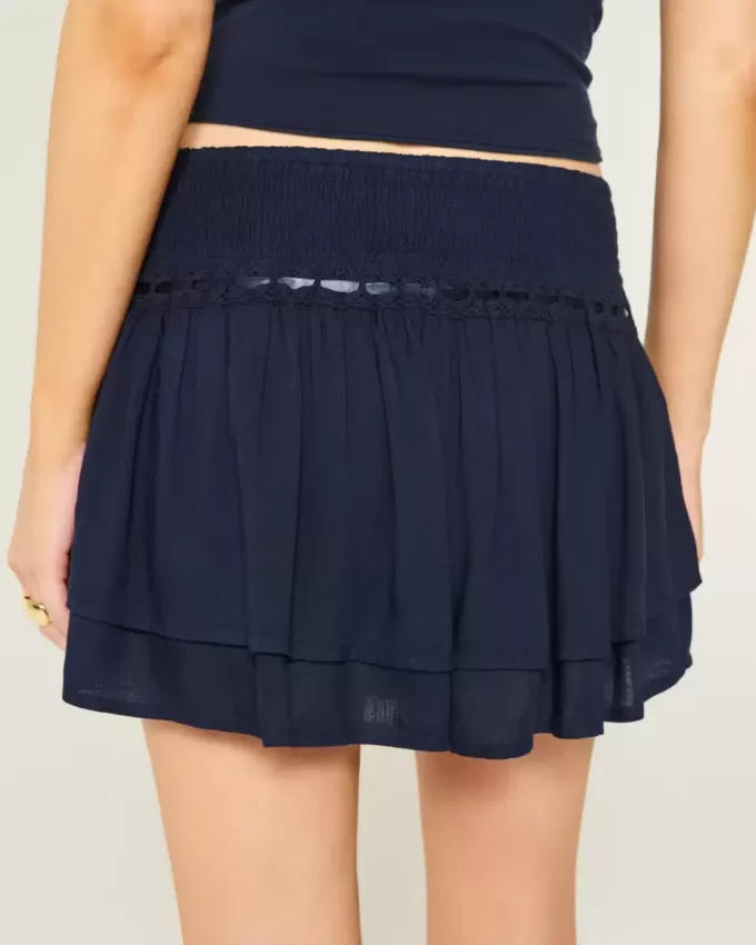 Mini gonna-pantalone a balze arricciate