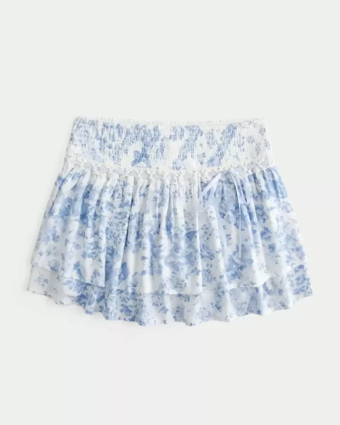 Mini gonna-pantalone a balze arricciate