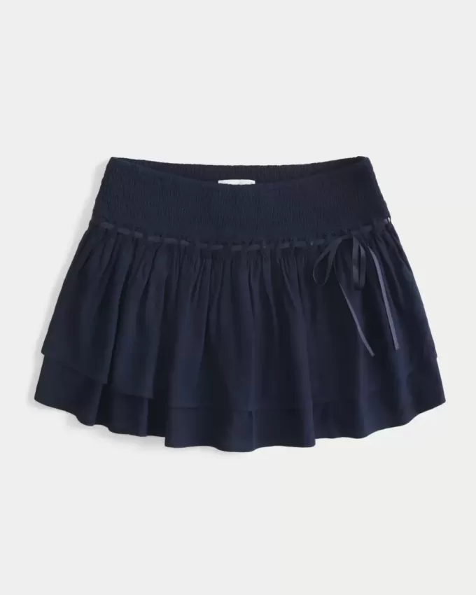 Mini gonna-pantalone a balze arricciate