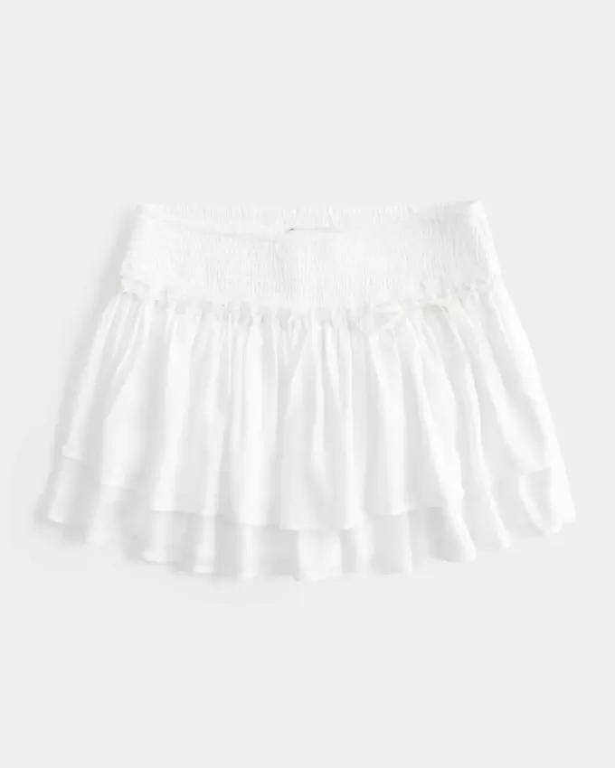 Mini gonna-pantalone a balze arricciate