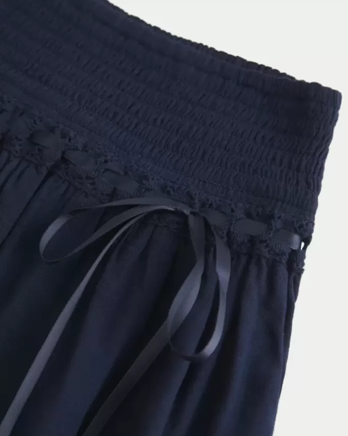 Mini gonna-pantalone a balze arricciate