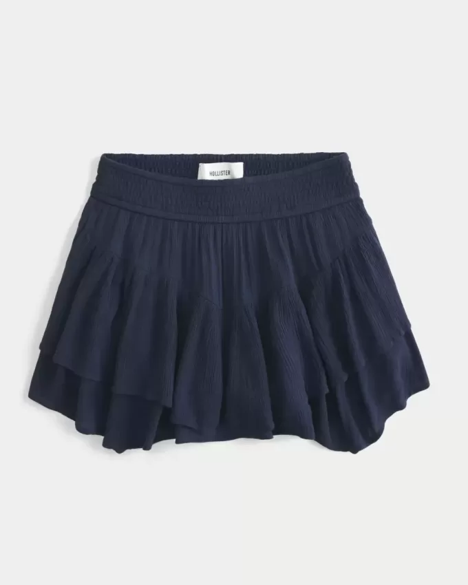 Mini gonna pantalone a strati con orlo asimmetrico Mini gonna pantalone a strati con orlo asimmetrico