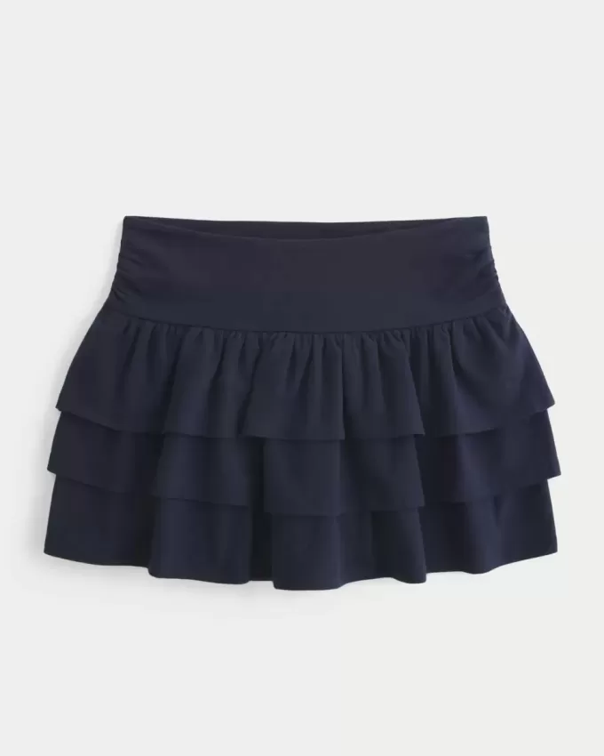 Mini gonna-pantalone con balze a strati