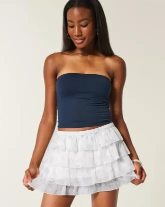 Mini gonna-pantalone in chiffon a strati