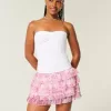 Mini gonna-pantalone in chiffon a strati