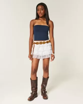 Mini gonna-pantalone in chiffon a strati