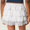 Mini gonna-pantalone in chiffon a strati
