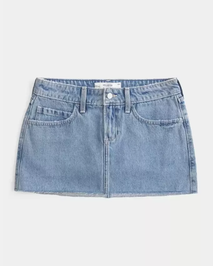 Mini gonna-pantalone in denim a lavaggio medio e vita bassa Curvy
