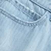 Mini gonna-pantalone in denim a righe a vita bassa