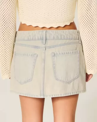 Mini gonna-pantalone in denim a vita bassa