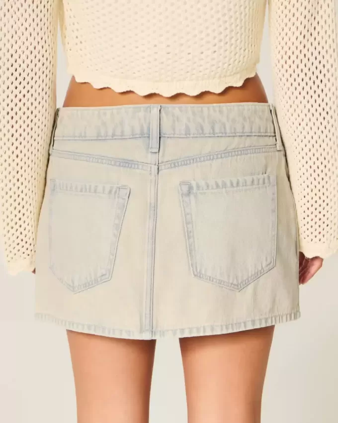 Mini gonna-pantalone in denim a vita bassa