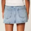 Mini gonna-pantalone in denim a vita bassa
