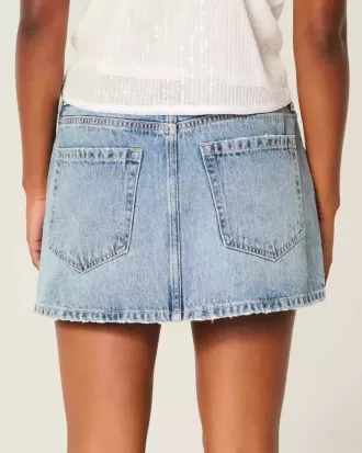 Mini gonna-pantalone in denim a vita bassa