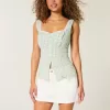 Mini gonna-pantalone in denim a vita bassa