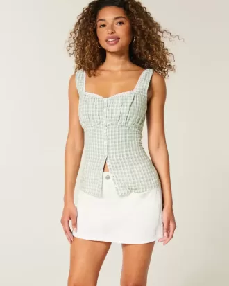 Mini gonna-pantalone in denim a vita bassa