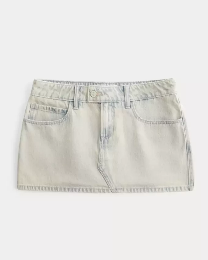 Mini gonna-pantalone in denim a vita bassa
