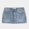 Mini gonna-pantalone in denim a vita bassa