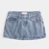 Mini gonna-pantalone in denim a vita bassa