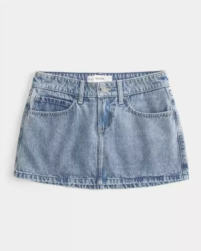 Mini gonna-pantalone in denim a vita bassa