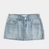 Mini gonna-pantalone in denim a vita bassa Mini gonna-pantalone in denim a vita bassa