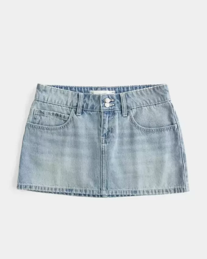 Mini gonna-pantalone in denim a vita bassa Mini gonna-pantalone in denim a vita bassa