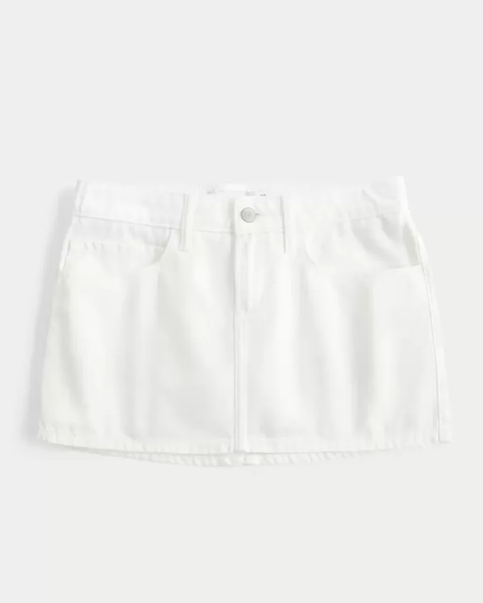 Mini gonna-pantalone in denim a vita bassa