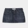 Mini gonna-pantalone in denim a vita bassa