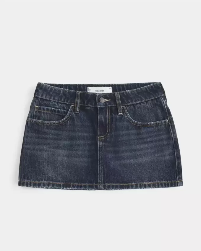 Mini gonna-pantalone in denim a vita bassa