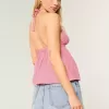 Mini gonna-pantalone in denim a vita bassa con stelle ricamate