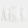 Mini gonna-pantalone in denim bianco a vita bassa