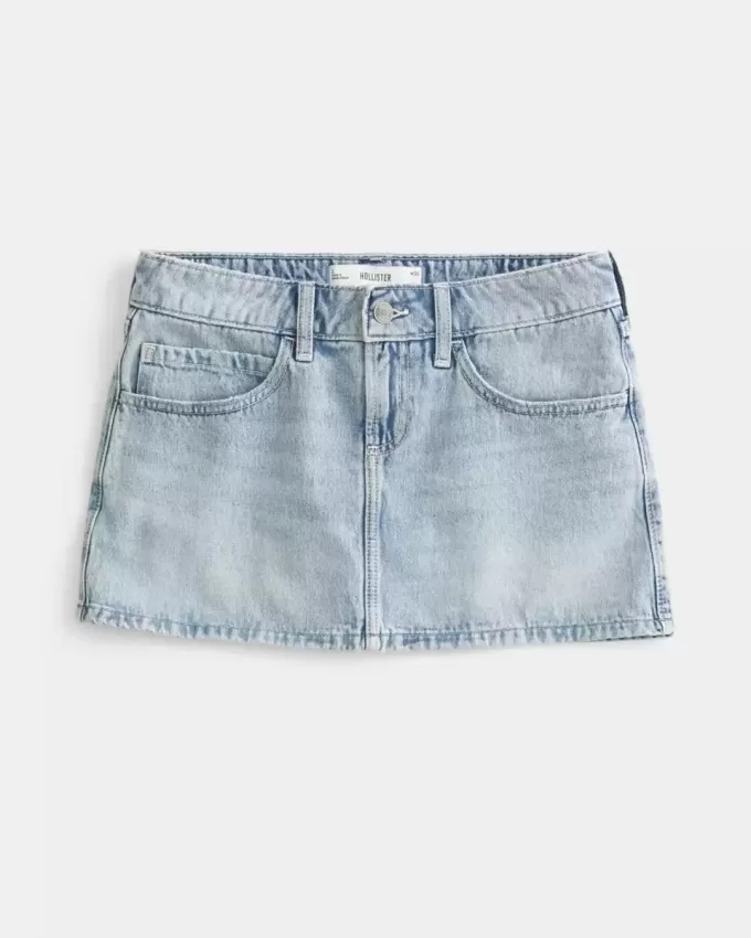 Mini gonna-pantalone in denim chiaro