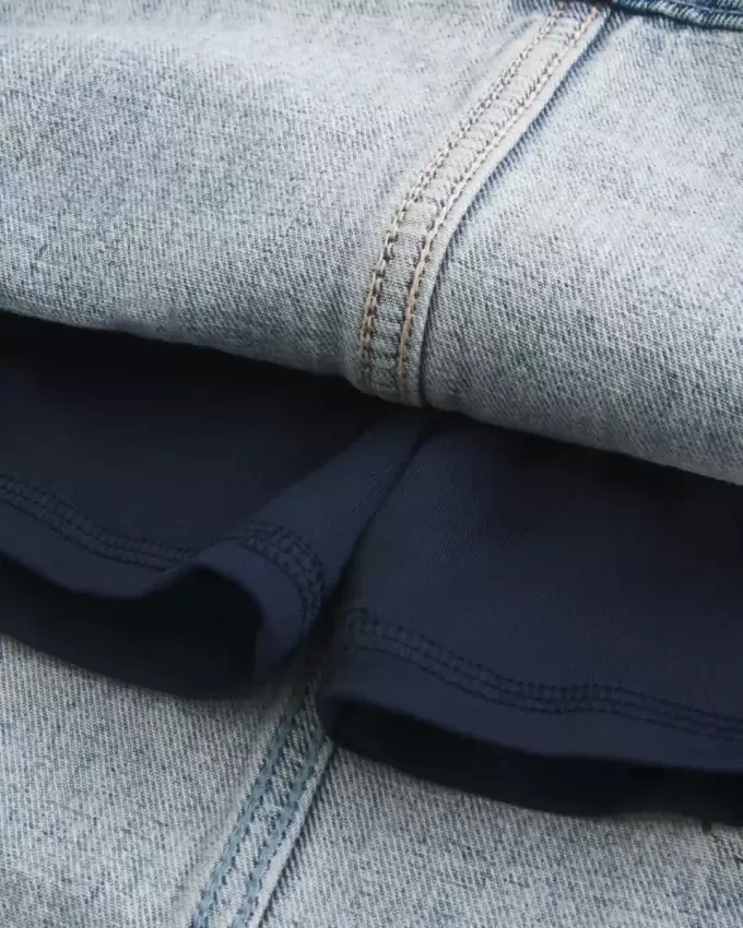 Mini gonna-pantalone in denim chiaro