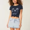 Mini gonna-pantalone in denim chiaro a vita bassa