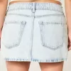 Mini gonna-pantalone in denim chiaro a vita bassa
