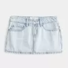 Mini gonna-pantalone in denim chiaro a vita bassa