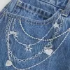 Mini gonna-pantalone in denim con catena ricamata lavaggio medio