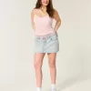 Mini gonna-pantalone in denim con lacci lavaggio chiaro