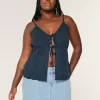 Mini gonna-pantalone in denim lavaggio medio a vita bassa