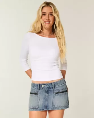 Mini gonna-pantalone in denim micro