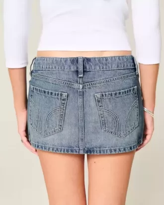 Mini gonna-pantalone in denim micro