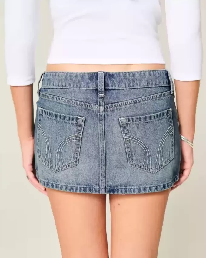 Mini gonna-pantalone in denim micro