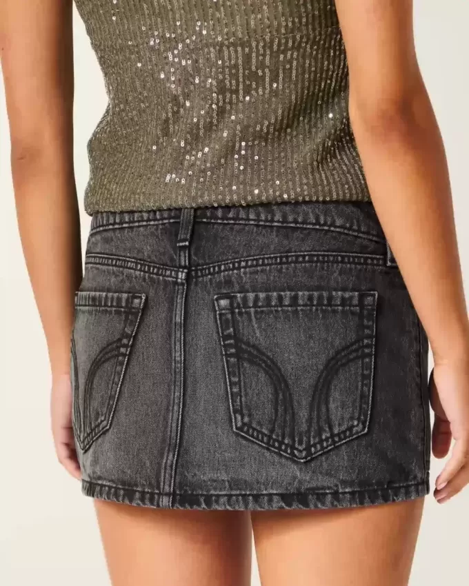 Mini gonna-pantalone in denim micro