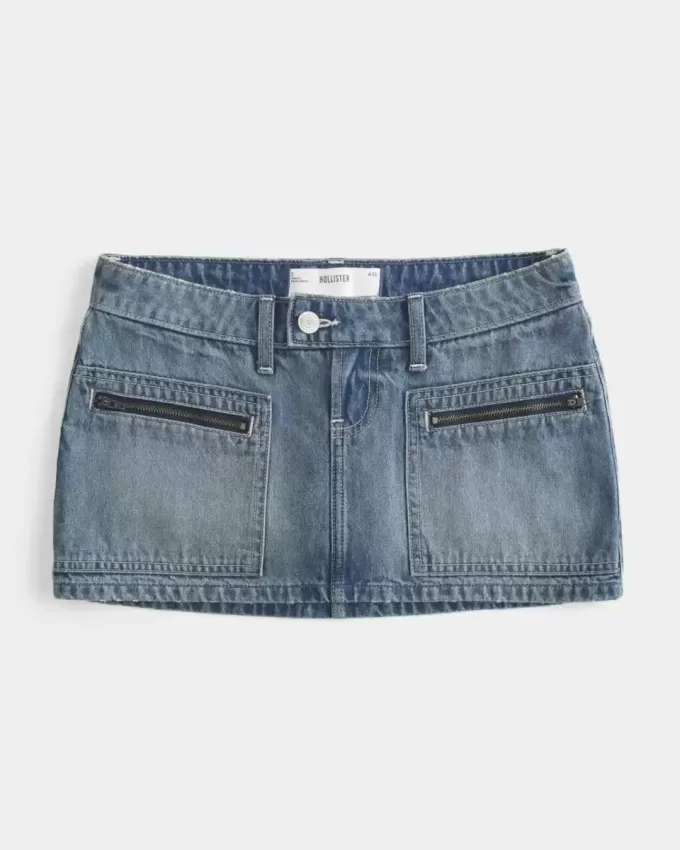 Mini gonna-pantalone in denim micro