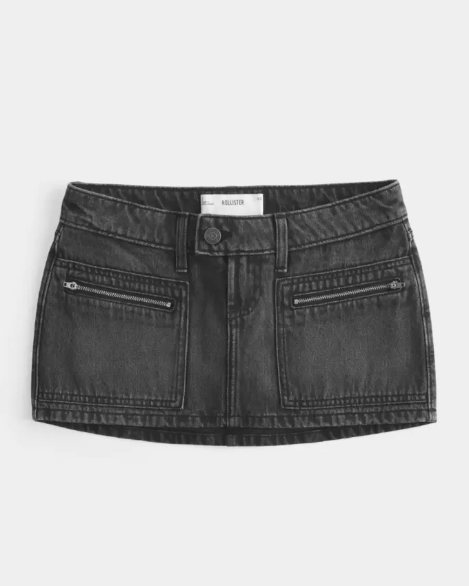 Mini gonna-pantalone in denim micro