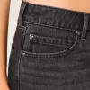 Mini gonna-pantalone in denim nero lavato a vita bassa