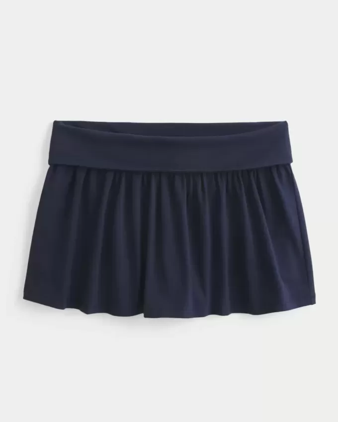 Mini gonna-pantalone in maglia con risvolto