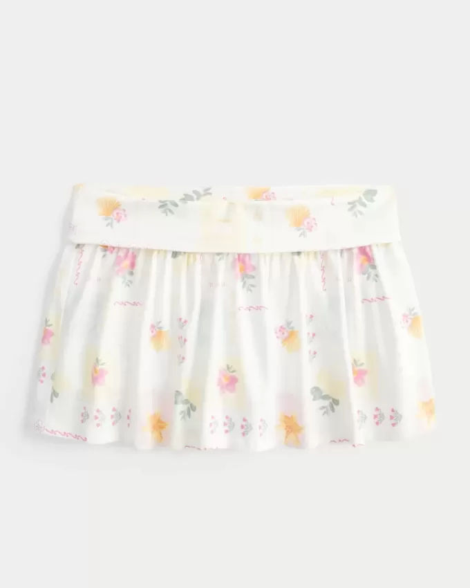 Mini gonna-pantalone in maglia con risvolto